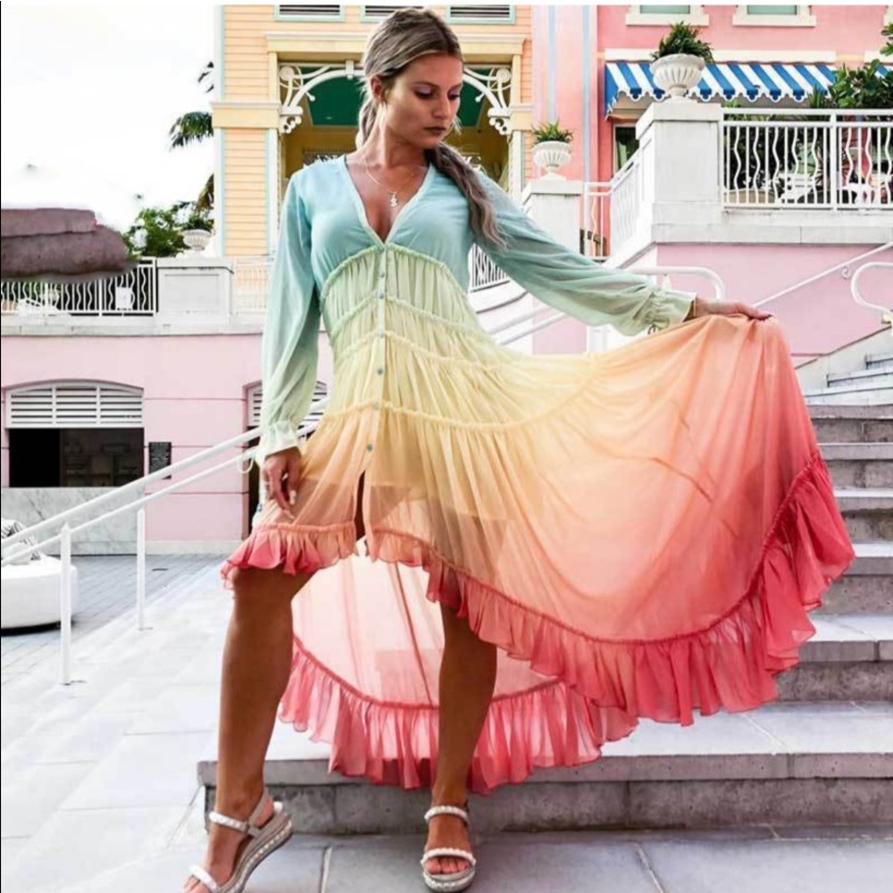 Bohemian Rainbow Tiered Maxi Dress - Picture 5 of 5